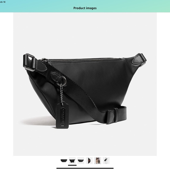 Black leather Fanny pack, Coach C2291 League Belt Bag, Unisex - Picture 4 of 6